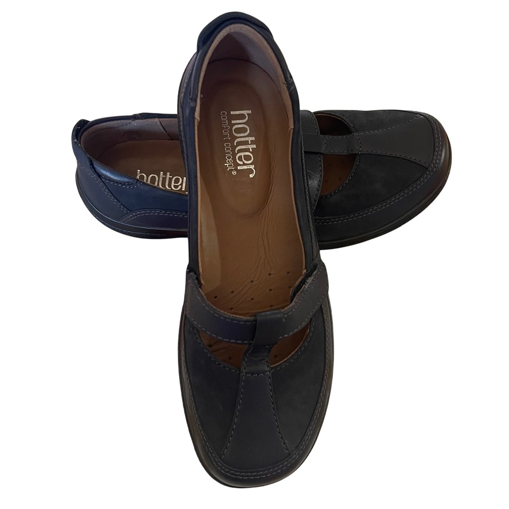 Hotter Comfort Concept Leather Mary Jane Shoes Comfort Walking Black US 7 - Picture 2 of 13